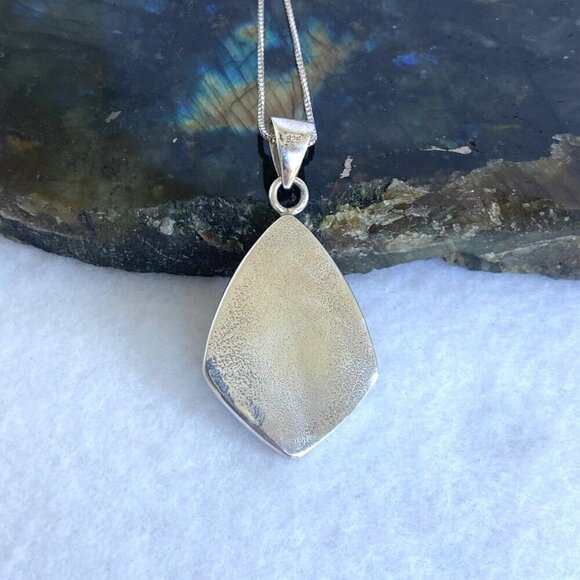 Sterling Silver 925 Mother Of Pearl Jasper Tigers Eye Inlay Pendants Necklace - Picture 8 of 16